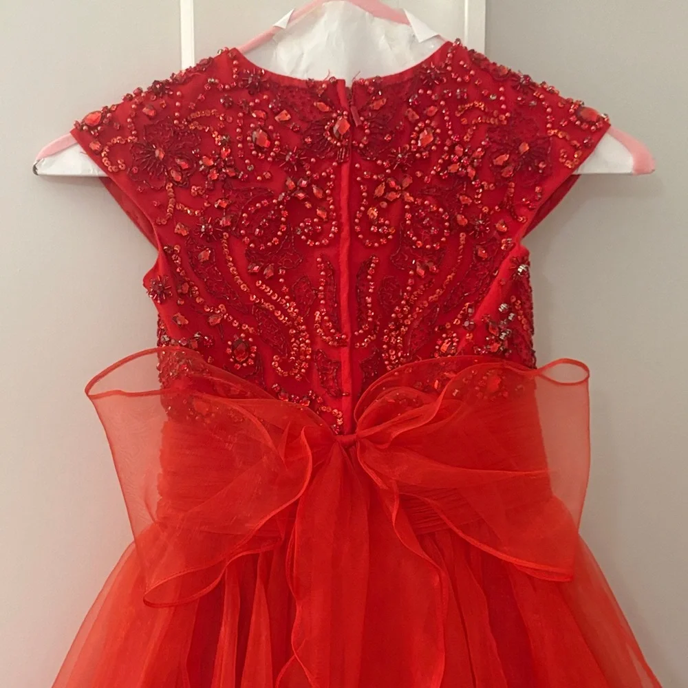 Sherri Hill Red Embellished Pageant Gown for Girls - Picture 6 of 7